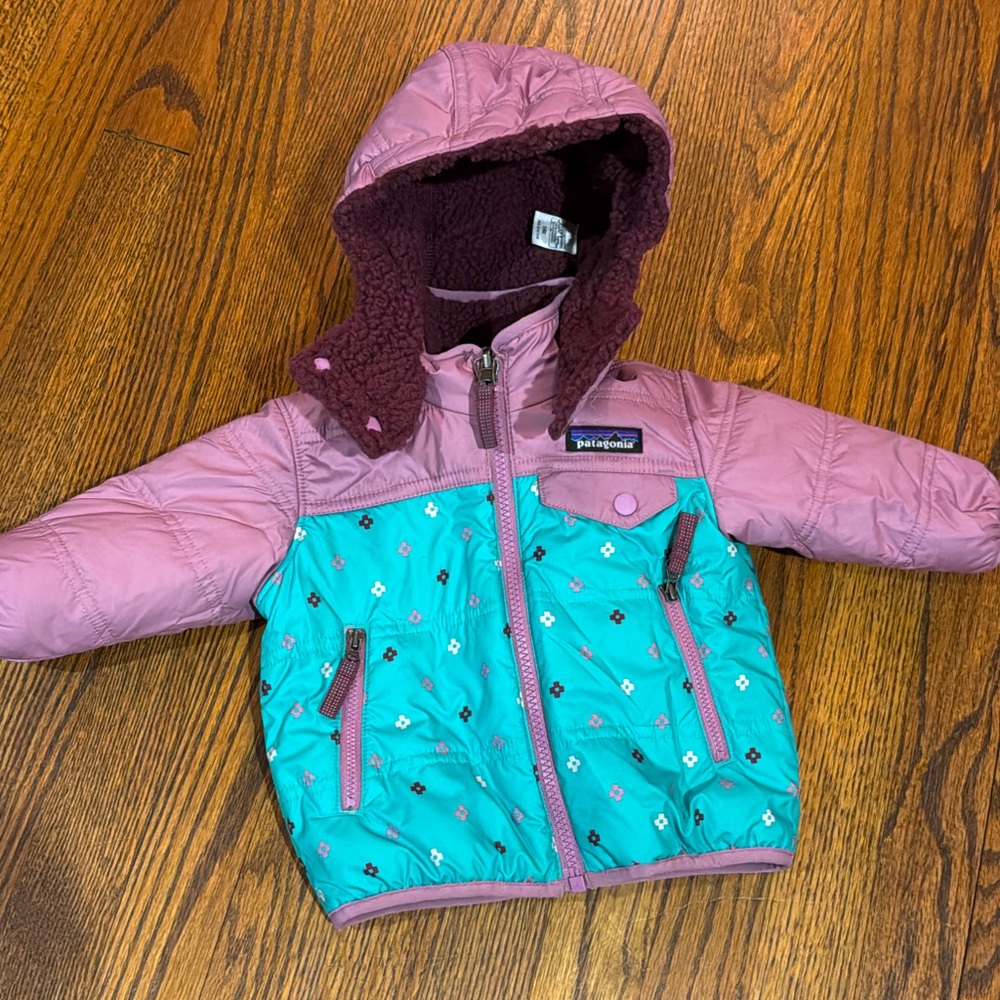 Patagonia Toddler Reversible Tribbles Hoodie Jacket with Fleece Lining 3-6M